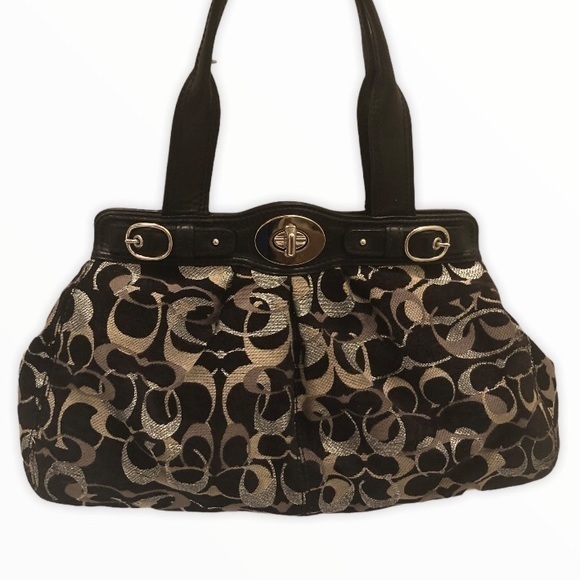 Coach Handbags - Coach Limited Ed Mia Sig Optic Metallic Black bag